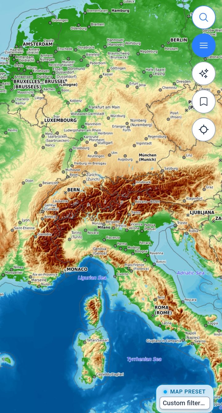 XCmap map in the topography style