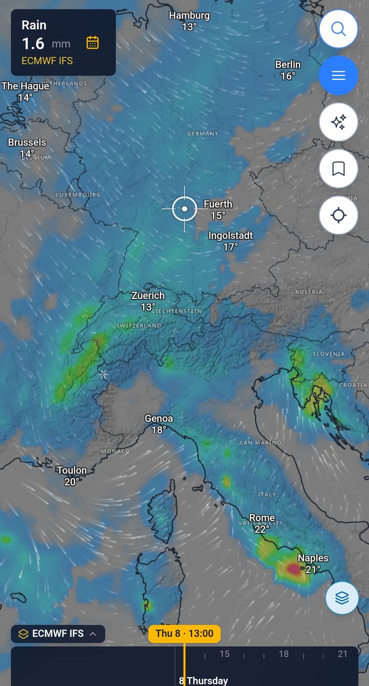 XCmap map with the Rain layer