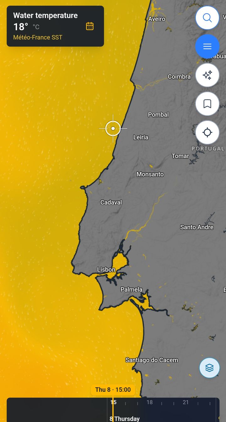 XCmap map with the Water temperature layer